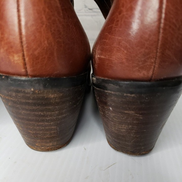 Fossil Womens Red Leather Pull On Boots Heels Size 7 - Picture 11 of 13